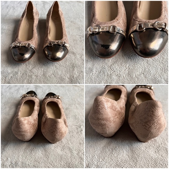 AGL Attilio Giusti Leombruni Jody Cap Toe Buckle Wedge Ballet Flat Patent Gold - Picture 4 of 17